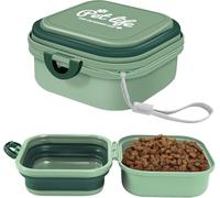 Cuencos plegables para perros, cuenco de agua de viaje para perros, comedero portátil 2 en 1 para alimentos y agua, cuencos de viaje para perros con tapa para caminar, viajar, acampar y senderismo