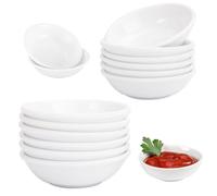 Cuencos Redondos para Salsa, 12 Piezas Cuencos Aperitivos, Reutilizable Cuencos para Salsas, Cuencos Salsa Soja Blanco, Plástico PET Cuencos de Cereales, para Salsa de Soja, Guarniciones