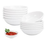 Cuencos Redondos para Salsa, 12 Piezas Cuencos para Salsas, 7,2 x 1,9cm Tazón de Inmersión, Tazones Redondos para Aperitivos, Mini PET Cuencos de Cereales, para Salsa de Soja, Blanco(Reutilizable)