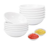 Cuencos Redondos para Salsa, 12 Piezas Mini Tazón para Salsas, 8,8 x 2,2cm Tazones para Especias, Cuencos Pequeños Vinagre, para Ketchup, Especias, Frutas, Blanco(Reutilizable)