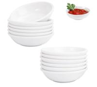 Cuencos Redondos para Salsa, 12 Piezas Tazones para Salsas de Sushi, 8,8 x 2,2cm Reutilizable Platos para Ketchup, Tazones Pequeños Aperitivos, Mini Plato de Vinagre, para Ketchup, Especias, Blanco