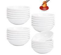 Cuencos Redondos para Salsa, 24 Piezas Cuencos Aperitivos, 7,2 x 1,9cm Mini Tazón de Inmersión, Tazones Salsa Soja, Redondos Plato de Vinagre, para Especias, Blanco(Reutilizable)