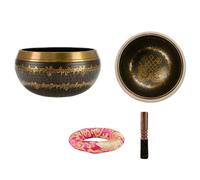 Cuencos tibetanos, cuenco de meditación con cojín de seda y mazo, regalo de meditación curativa con sonido (14 cm)