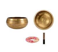 Cuencos tibetanos, cuenco de meditación con cojín de seda y mazo, regalo de meditación curativa con sonido (17 cm)