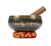 Cuencos tibetanos Cuenco Sonoro, Carillón Bronce, Cuenco Sonoro Budista, Carillón De Bronce, Adorno Financiero, Cuenco De Meditación, Musicoterapia (Color : Zwart, Size : 12.5cm)