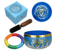 Cuencos Tibetanos de 7 Chakras, Fabricados en Metal, para Meditación, Sonido, Paz, Atención Plena, Yoga (Índigo)