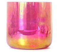 Cuencos tibetanos de cuarzo, Cuenco de alquimia luz cósmica 6 pulgadas, rosa degradado transparente cuarzo, 440 Hz, con mazo y junta tórica(A Note)