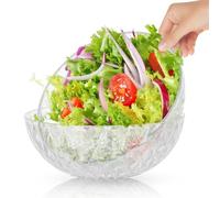 Cuencos transparentes para servir, 2 recipientes apilables de 1600 ml para ensalada y pasta, centros de mesa decorativos grandes