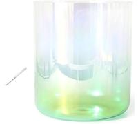 Cuende de canto de cristal, Cuenco de cristal multicolor 7 pulgadas y 432 Hz con baqueta junta tórica for chakras(Green,E Note)