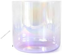 Cuende de canto de cristal, Cuenco de cristal multicolor 7 pulgadas y 432 Hz con baqueta junta tórica for chakras(Violet,E Note)
