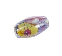 Cuenta cerámica oval decorada con flores de colores diam. 17x25mm. 50u..