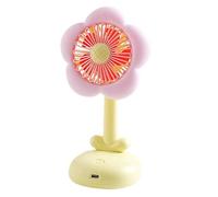 Cuenta con escritorio tranquilo - Circulador de aire con flores multicolores para dormitorio con refrigeración de 2 marchas luz nocturna, diseño portátil para excursiones de viaje, picnic, hogar
