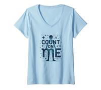 Cuenta Conmigo: Mantra Motivacional de los entusiastas de Las matemáticas Camiseta Cuello V, Mujer, Azul Bebé, XXL