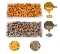 Cuenta de cera, ANBOSE 200 perlas de lacre Oro y 200 perlas de lacre Marron para lacre, perlas de lacre para hacer invitaciones de fiesta