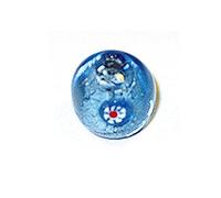 Cuenta de vidrio bola con dibujo transparente azul cielo diam.1,8cm. 500gr. 85u. Aprox.