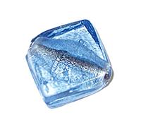 Cuenta de vidrio cuadrado transparente azul cielo 3x3,2cm. 500gr. 38u. Aprox.