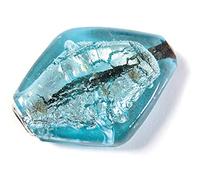 Cuenta de vidrio rombo transparente azul cielo 3,4x2,5x0,8cm. 500gr 46u. Aprox.
