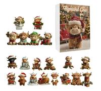 Cuenta regresiva de Navidad, decoración de acrílico 2D con temática de ganado, 24 piezas decoración navideña temática - para, manija de la puerta pared granja exhibición mostrador casa
