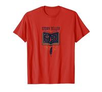 Cuentacuentos Libro Mágico Pluma Literario Camiseta, Hombre, Rojo, S