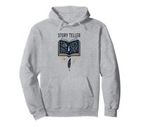 Cuentacuentos Libro Mágico Pluma Literario Sudadera con Capucha, Unisex para Adultos, Gris Jaspeado, M