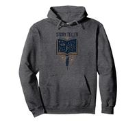 Cuentacuentos Libro Mágico Pluma Literario Sudadera con Capucha, Unisex para Adultos, Jaspeado Oscuro, M