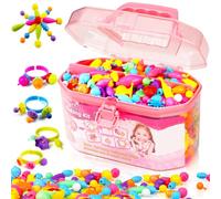 Cuentas a presión para niñas, juguetes para niñas, kit de fabricación de joyas para niños, kits de arte y manualidades, pulseras, collar, diadema y anillos, juguete para niños de 4, 5, 6, 7, 8 años