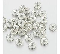 Cuentas acrílicas, 100 cuentas espaciadoras de diamantes imitación cristal for hacer joyería DIY plata 4-10 mm(6mm)