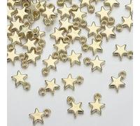 Cuentas acrílicas, 100 Uds. Abalorios de estrella acrílicos, cuentas colgantes 9mm for fabricación joyas, Multicolor(Gold color)