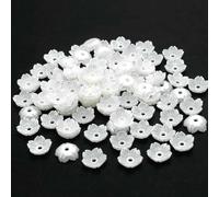 Cuentas acrílicas, 100 Uds. Cuentas espaciadoras de flores perlas imitación acrílicas blancas 28 estilos for fabricación joyería DIY(Style 6)