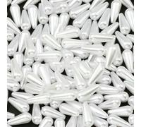 Cuentas acrílicas, 50/100/200 Uds. Perlas acrílicas blancas de imitación cuentas sueltas en forma lágrima for joyería DIY 4-14mm(6x14.0mm)