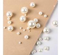 Cuentas acrílicas, 500 Uds. Cuentas espaciadoras de perlas imitación for fabricación joyas Multicolor 3-12mm(Beige-e)