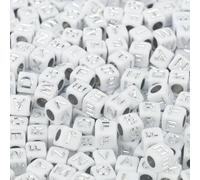 Cuentas acrílicas con letras de colores variados, redondas, planas, con alfabeto, espaciadoras sueltas para hacer joyas, accesorios para pulseras DIY hechos a mano, cubo de 6 mm, plateado, 1-100 uni