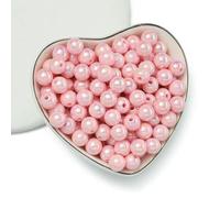 Cuentas acrílicas, Cuentas espaciadoras redondas acrílicas multicolores de 6-10 mm for hacer joyas DIY, paquete 50-100 piezas(Pink 01,6mm-100pcs)