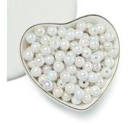 Cuentas acrílicas, Cuentas espaciadoras redondas acrílicas multicolores de 6-10 mm for hacer joyas DIY, paquete 50-100 piezas(White,8mm-100pcs)