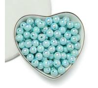 Cuentas acrílicas, Cuentas espaciadoras redondas acrílicas multicolores de 6-10 mm for hacer joyas DIY, paquete 50-100 piezas(Sky blue,10mm-50pcs)