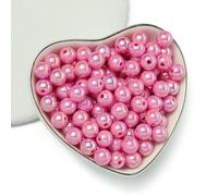 Cuentas acrílicas, Cuentas espaciadoras redondas acrílicas multicolores de 6-10 mm for hacer joyas DIY, paquete 50-100 piezas(Dark Pink,8mm-100pcs)