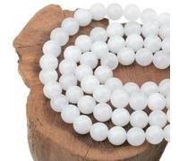 Cuentas acrílicas, Cuentas redondas sueltas de larvikita natural, labradorita, multicolor, 4 a 10 mm, for la elaboración joyas(White Jade,8mm (about 46pcs))