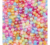 Cuentas acrílicas, Cuentas sueltas de perlas imitación acrílicas con agujero, coloridas, 6-10mm, paquete 100 for joyería DIY(6mm)
