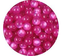 Cuentas acrílicas, Cuentas sueltas redondas de ojo gato resina, Multicolor, 8mm/10mm, paquete 30-50 Uds. for joyería DIY(Fuchsia,10mmout 30Pcs)
