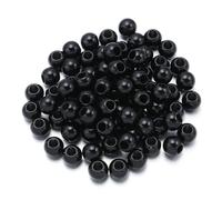 Cuentas acrílicas de 6, 8, 10, 12, 14 y 16 mm, color negro y B sólido, con agujeros grandes, redondas y sueltas para hacer pulseras, collares y joyas, color negro, 6 mm, 400 unidades