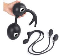 Cuentas anales inflables Tapón anal Bomba inflable doble para inflado independiente Tapón anal grande de silicona Tapón anal Cuentas anales con bola de metal incorporada