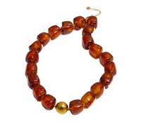 Cuentas Cadena Collar Pulsera Brazalete Acero Inoxidable Joyería Hecha A Mano Impermeable Verde Caqui Rosa Ámbar(Necklace Amber)