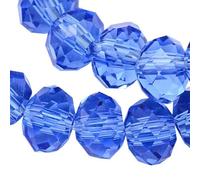 Cuentas checas de cristal de Bohemia facetadas y redondas, tamaños de 4/6/8/10 mm, colores a elegir (azul), 6 x 4 mm