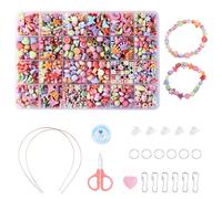 Cuentas compatibles con enhebrado, juego de cuentas DIY, pulseras, haz tu propio juego de cordones para joyería infantil, joyería con cuentas