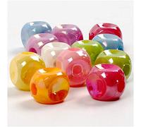 Cuentas con forma de dado, medidas 10x10 mm, medida agujero 4 mm, 60 gr, 125ml