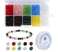 Cuentas Cristal Plastico 10 Colores 6mm Cuentas Cristal Facetado con Hilo de Abalorios Transparente 0.8mm y Caja para Manualidades Bricolaje 700 Piezas