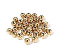 Cuentas de Acero Inoxidable de 2 mm, 3 mm y 10 mm for Hacer Joyas, Cuentas espaciadoras Sueltas con Agujero de Bola de 1,2 a 5 mm for Pulseras, joyería DIY.(Gold Color_6mm x hole2.5mm50pc)