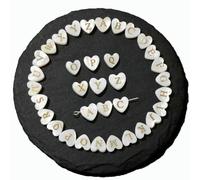 Cuentas de alfabeto de nácar natural con forma de corazón, 26 letras iniciales de la A a la Z, cuentas sueltas para hacer joyas, pulseras y collares, L, 8 mm, 10 unidades, horizontales