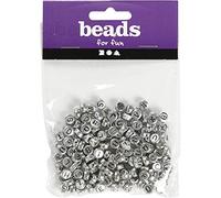 Cuentas de carta, D: 7 mm, tamaño del agujero 1,2 mm, plata, 21 g, aprox. 200 piezas