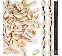 Cuentas de Concha en Espiral Natural Con Corte Liso Ovalada 100 Piezas - Joyas Sin Respaldo Agujero Grande Con 5 Metros de Cuerda de Algodón Negro Para Colgantes de Bricolaje Hechos a Mano